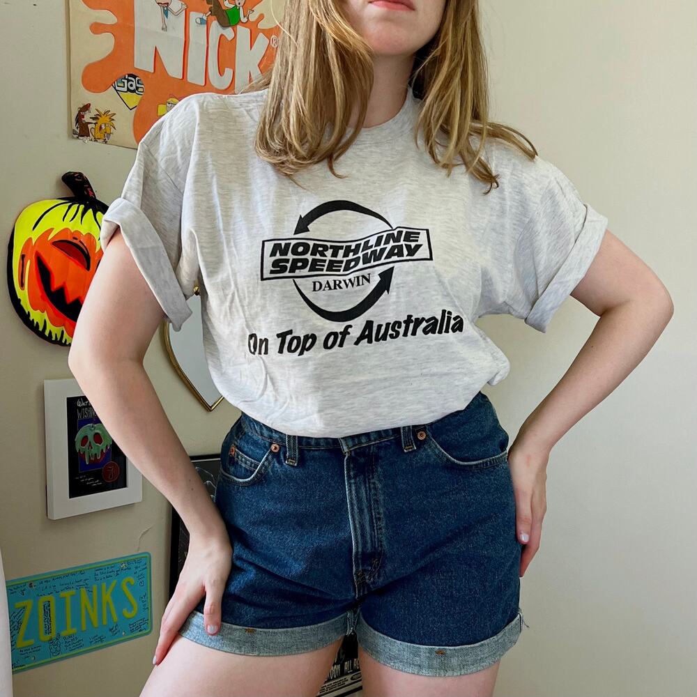 Vintage 1990s Australia Northline Speedway Grey T-Shirt Size Large